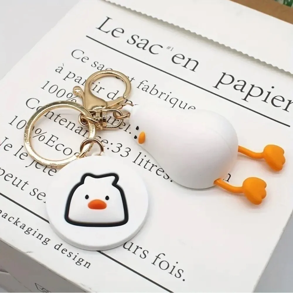 Large White Lying Flat Duck Keychain/Bag Charm